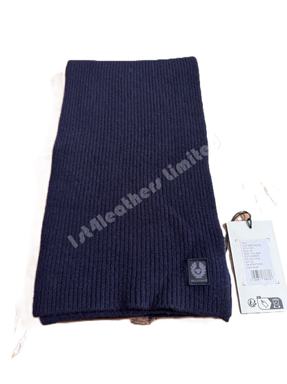 BELSTAFF PHOENIX LOGO 100% WOOL DOCK SCARF DARK INK NAVY MADE IN UK RRP £100 NEW