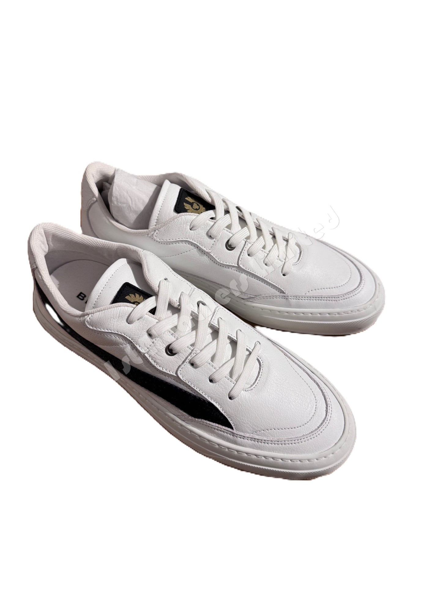 BELSTAFF SIGNATURE LOW TOP CALF LEATHER TRAINERS SNEAKERS WHITE UK7 RRP £225 NEW