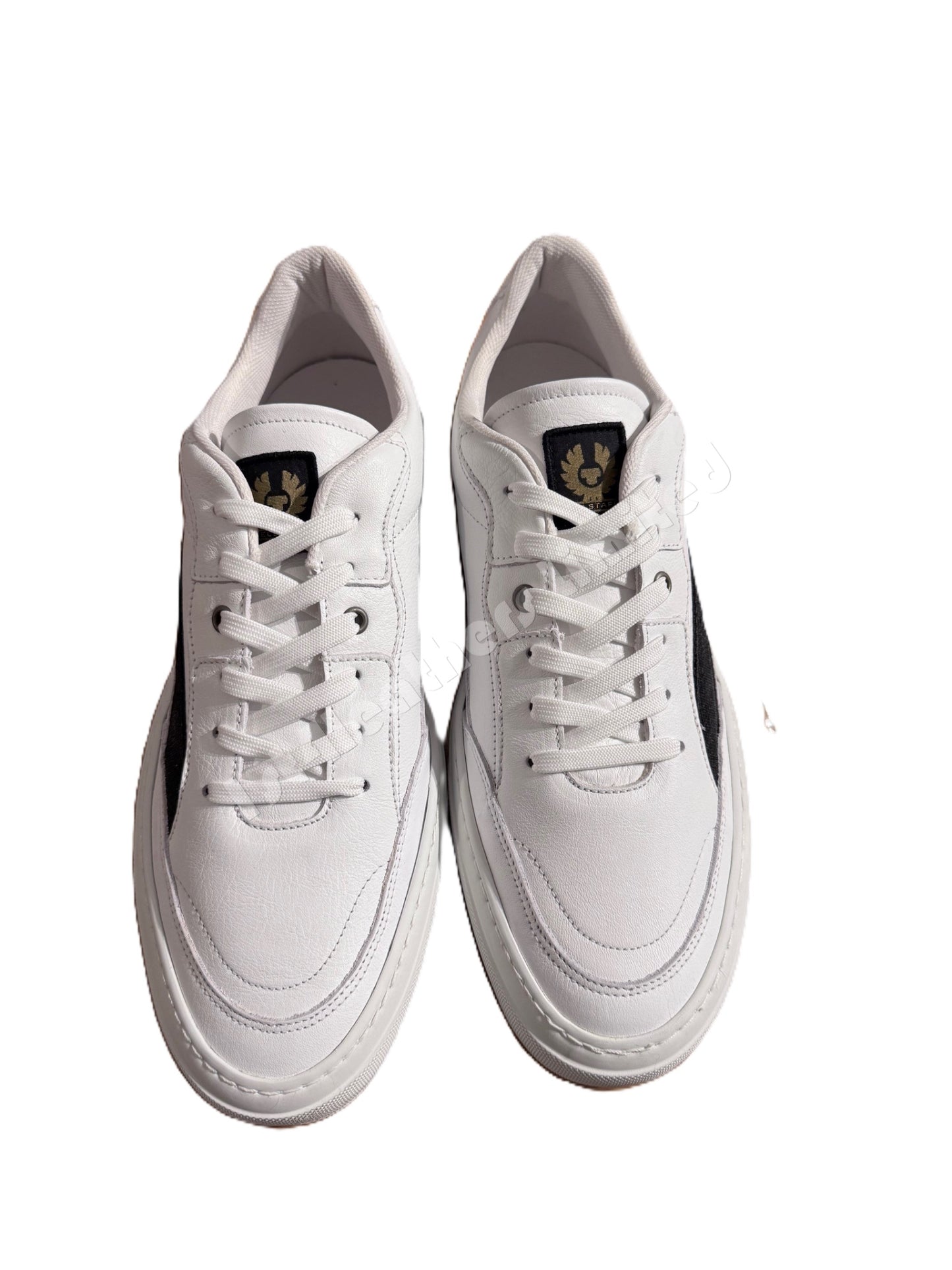 BELSTAFF SIGNATURE LOW TOP CALF LEATHER TRAINERS SNEAKERS WHITE UK7 RRP £225 NEW