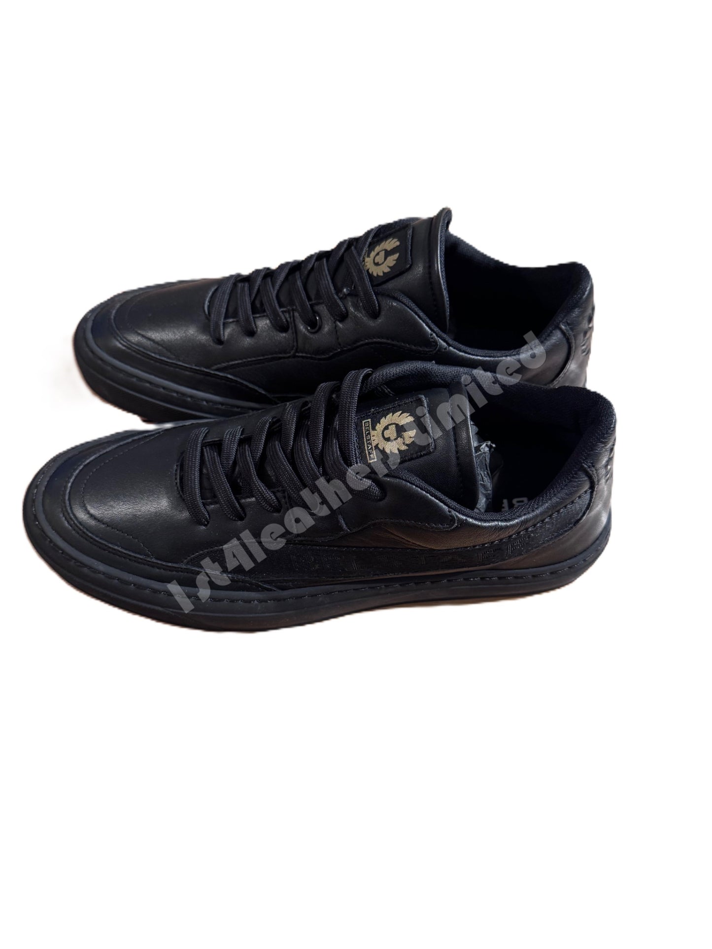 BELSTAFF SIGNATURE LOW TOP CALF LEATHER TRAINERS SNEAKERS BLACK UK7 RRP £225 NEW