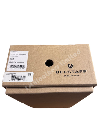 BELSTAFF PHOENIX LOW TOP CALF LEATHER TRAINERS SNEAKERS BLACK RRP £225 BNIB