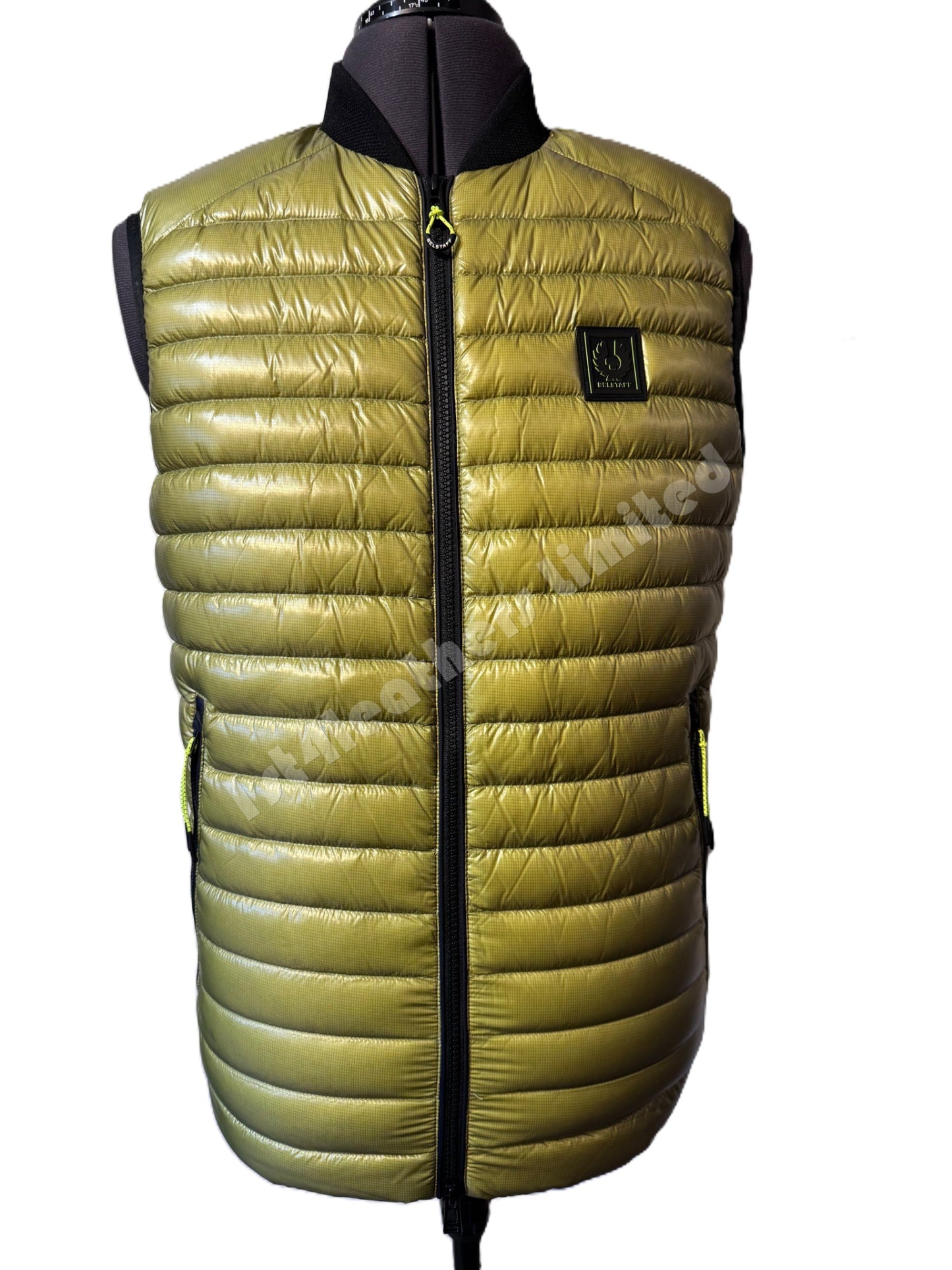 BELSTAFF AIRFRAME DOWN PUFFA GILET NEON YELLOW UK38 MEDIUM RRP £350 BNWT