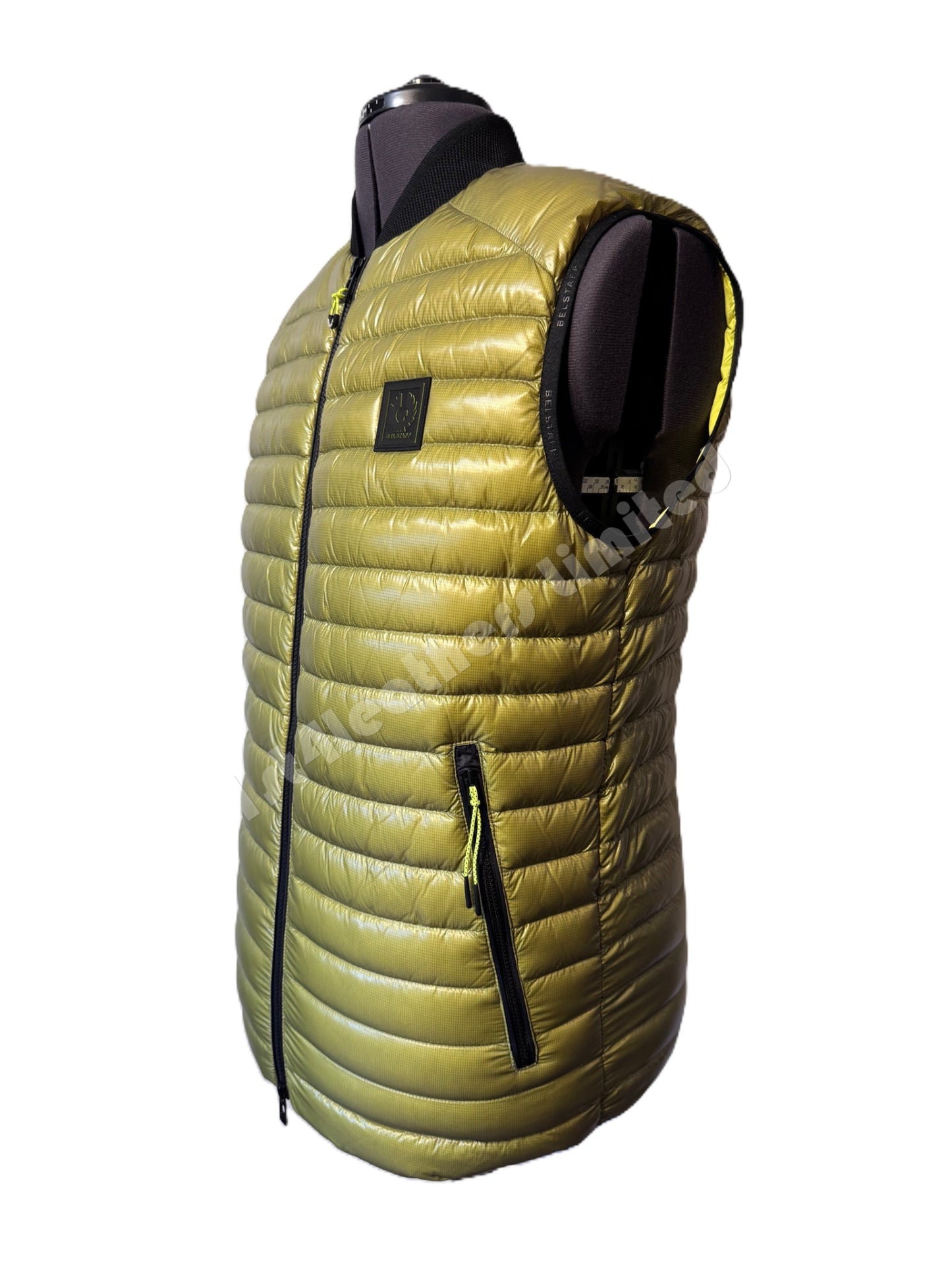 BELSTAFF AIRFRAME DOWN PUFFA GILET NEON YELLOW UK38 MEDIUM RRP £350 BNWT