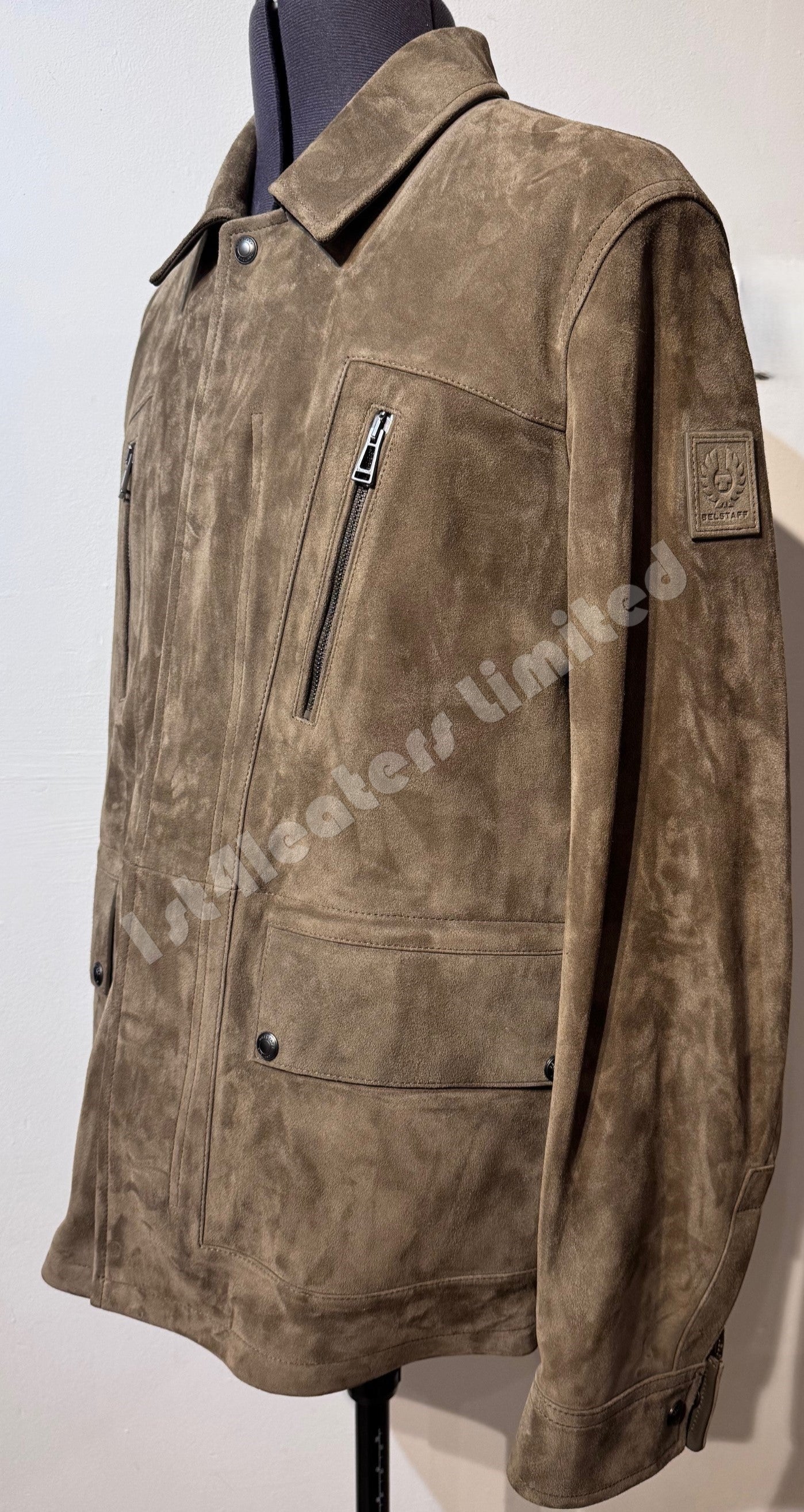 BELSTAFF CONTINENTAL GOAT SUEDE LEATHER JACKET FATIGUE UK40 L RRP £1250 BNWT