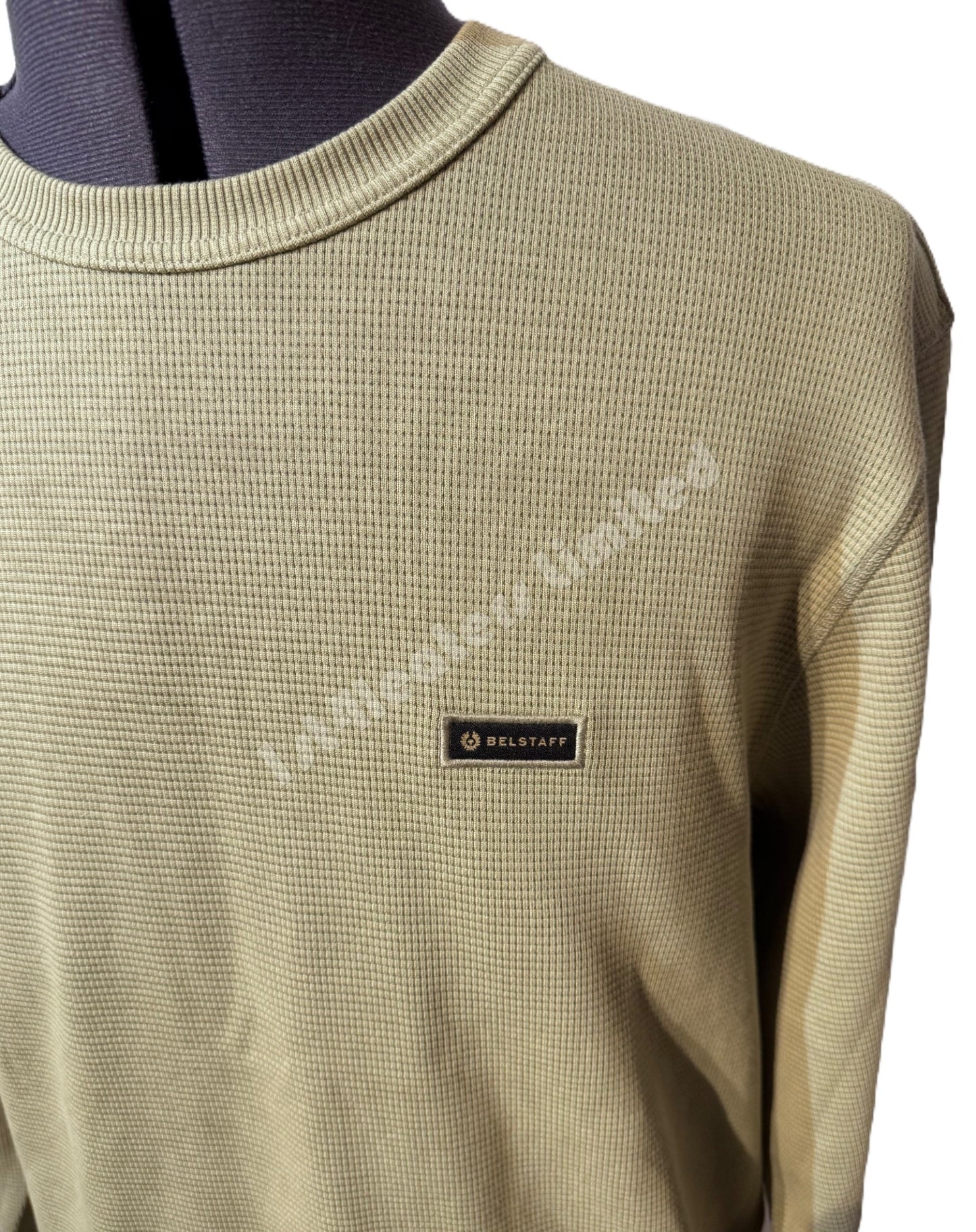 BELSTAFF TARN WAFFLED CREW NECK SWEATSHIRT/JUMPER ALOE GREEN XL RRP £160 BNWT