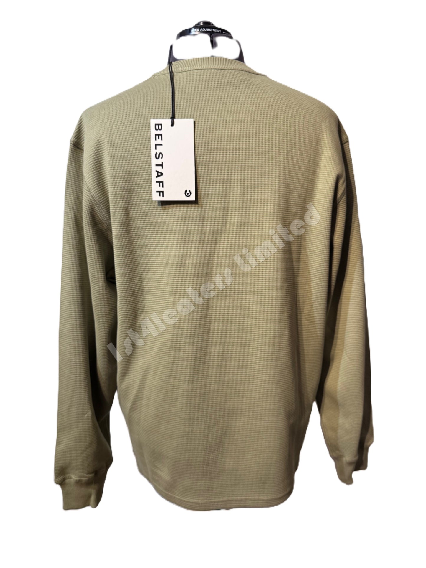 BELSTAFF TARN WAFFLED CREW NECK SWEATSHIRT/JUMPER ALOE GREEN XL RRP £160 BNWT