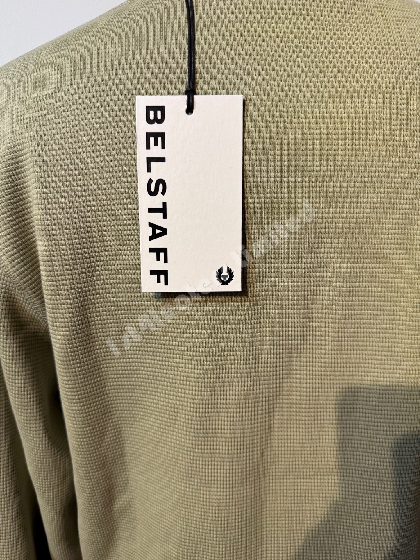 BELSTAFF TARN WAFFLED CREW NECK SWEATSHIRT/JUMPER ALOE GREEN XL RRP £160 BNWT