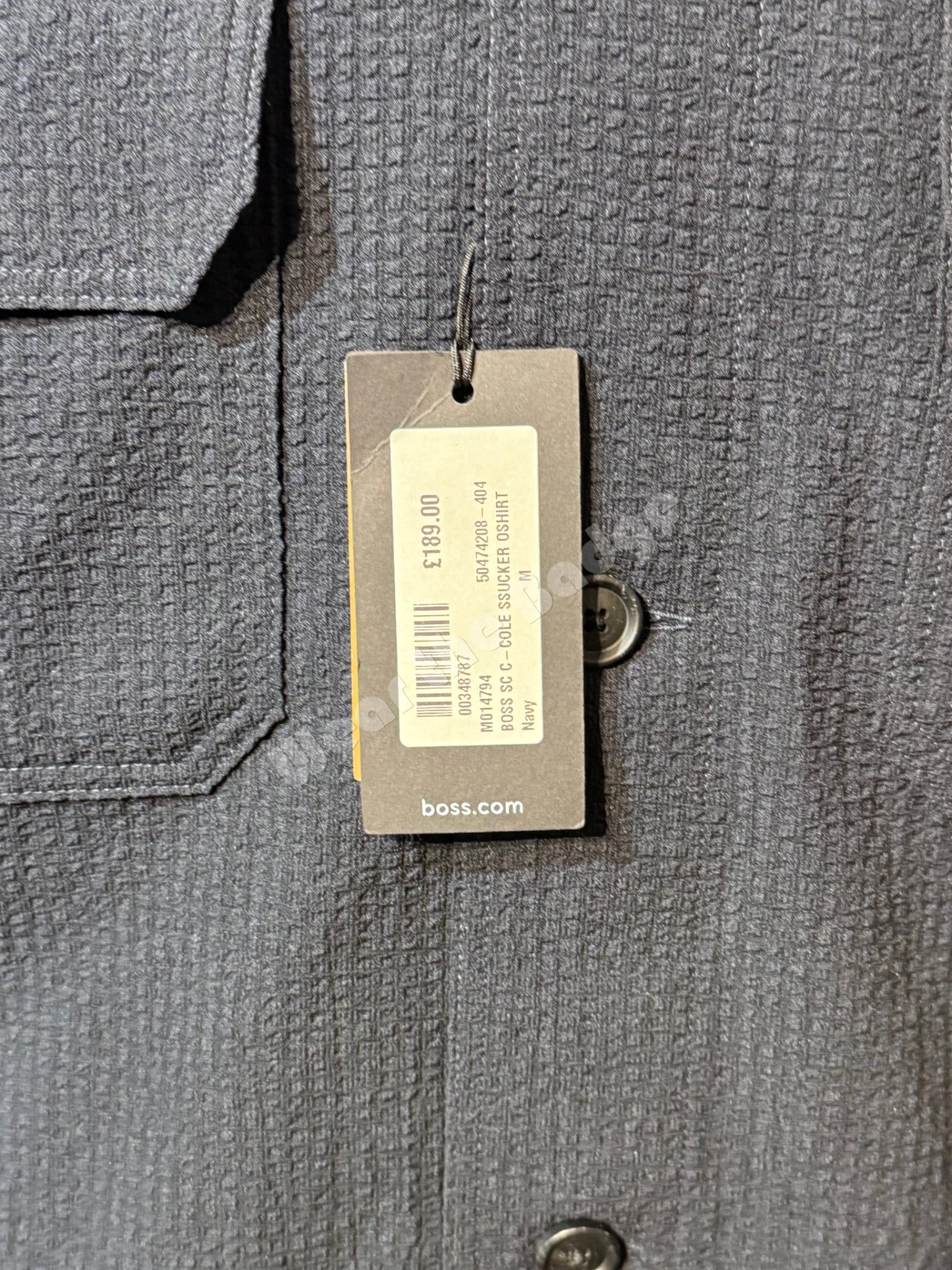 HUGO BOSS C-COLE SEERSUCKER NAVY BLUE L0NG SLEEVE OVERSHIRT SIZE M RRP £189 BNWT