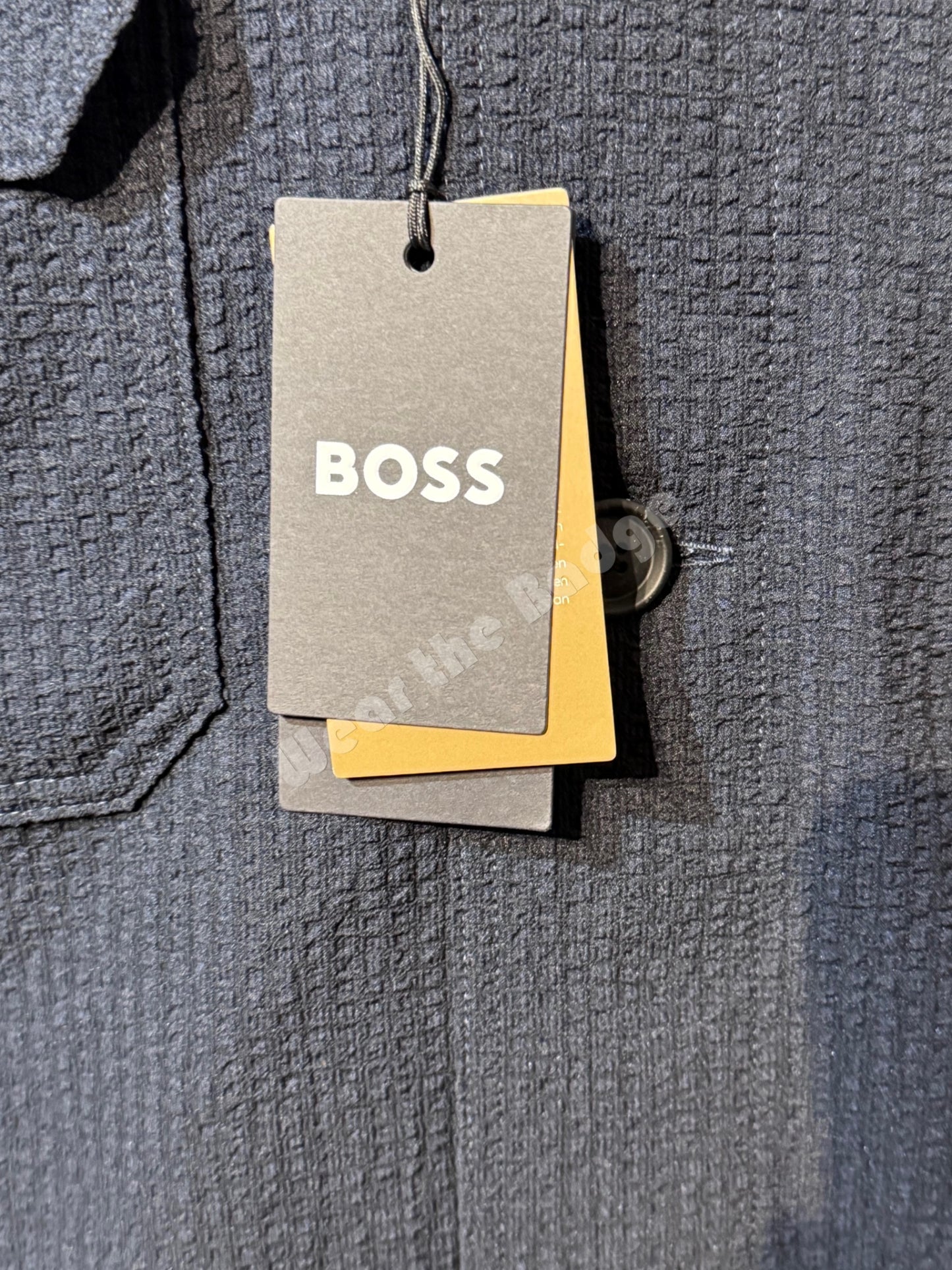 HUGO BOSS C-COLE SEERSUCKER NAVY BLUE L0NG SLEEVE OVERSHIRT SIZE M RRP £189 BNWT