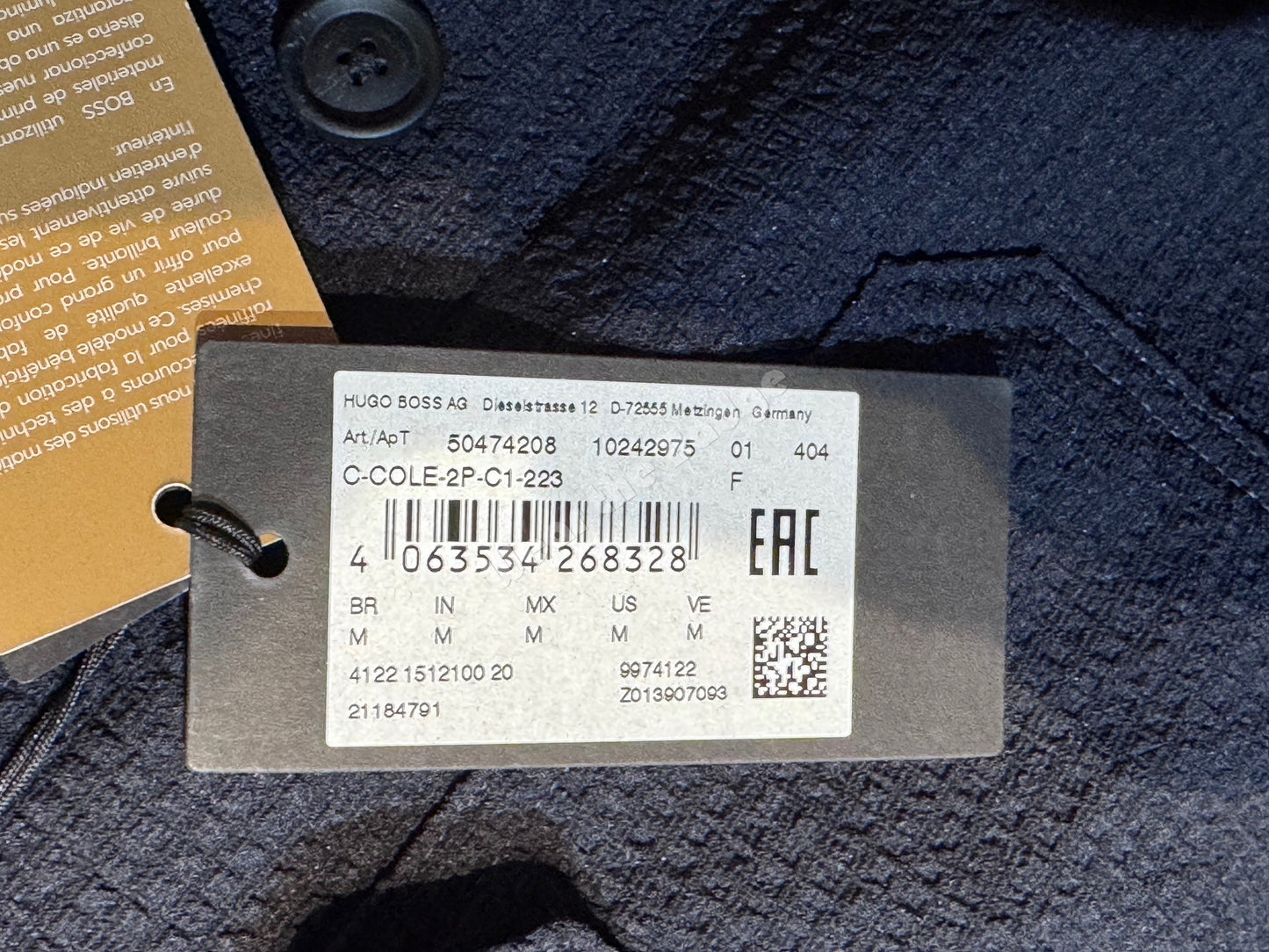 HUGO BOSS C-COLE SEERSUCKER NAVY BLUE L0NG SLEEVE OVERSHIRT SIZE M RRP £189 BNWT