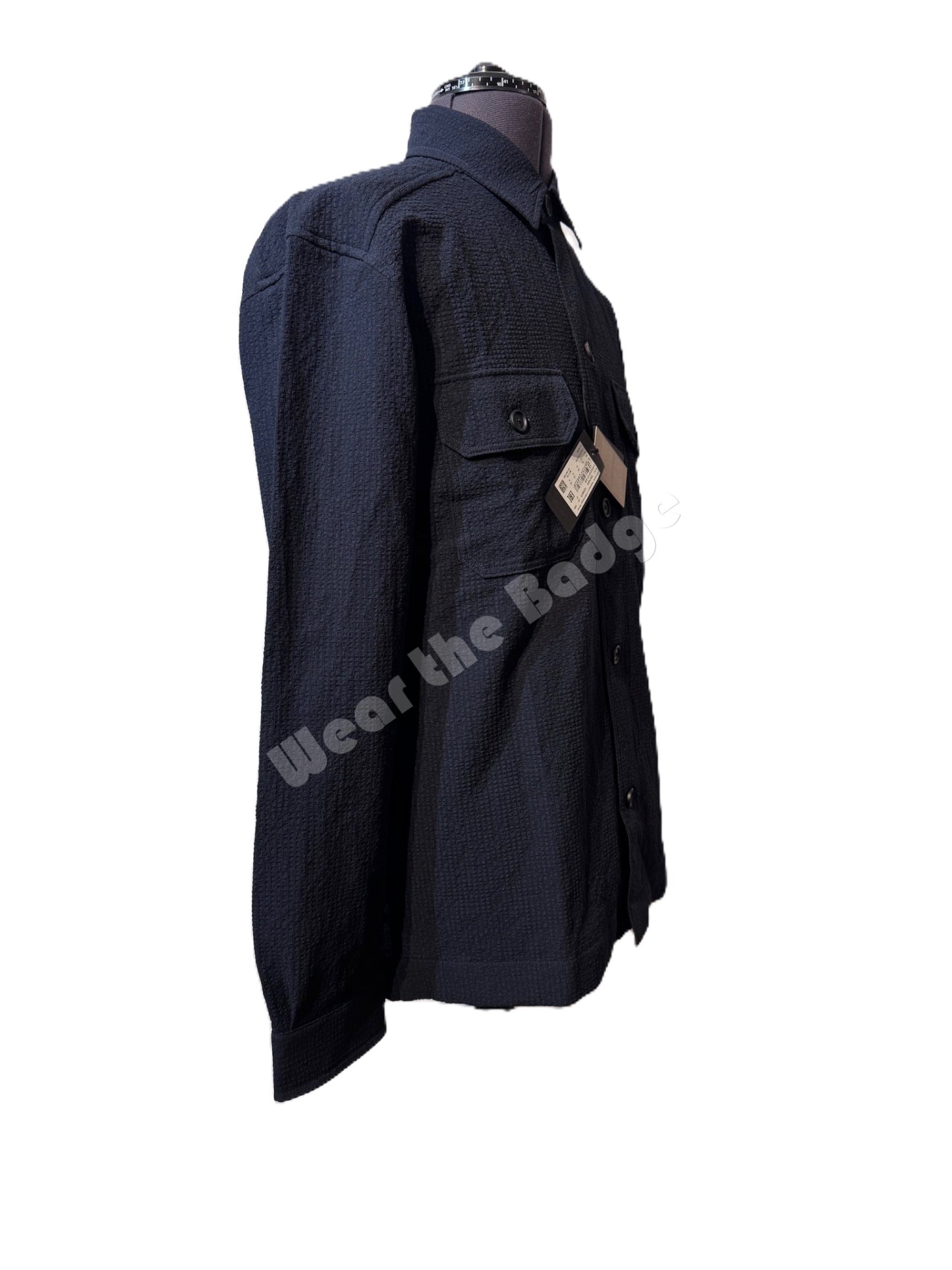 HUGO BOSS C-COLE SEERSUCKER NAVY BLUE L0NG SLEEVE OVERSHIRT SIZE M RRP £189 BNWT