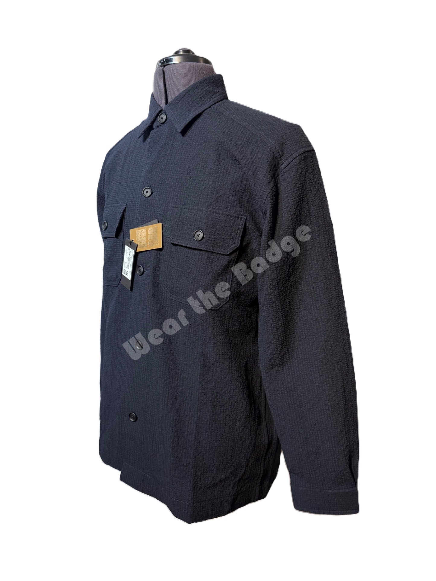 HUGO BOSS C-COLE SEERSUCKER NAVY BLUE L0NG SLEEVE OVERSHIRT SIZE M RRP £189 BNWT