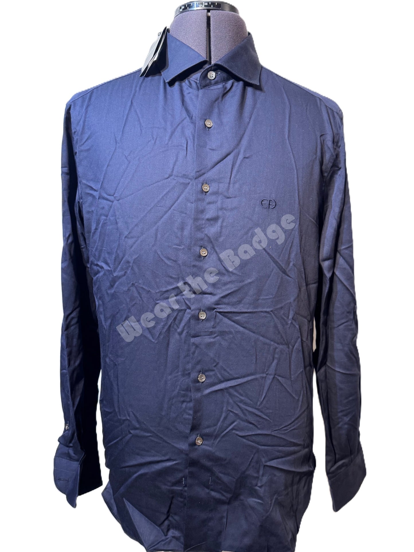 EMPORIO ARMANI NAVY BLUE CHEST LOGO L0NG SLEEVE SHIRT SIZE XL RRP £150 BNWT