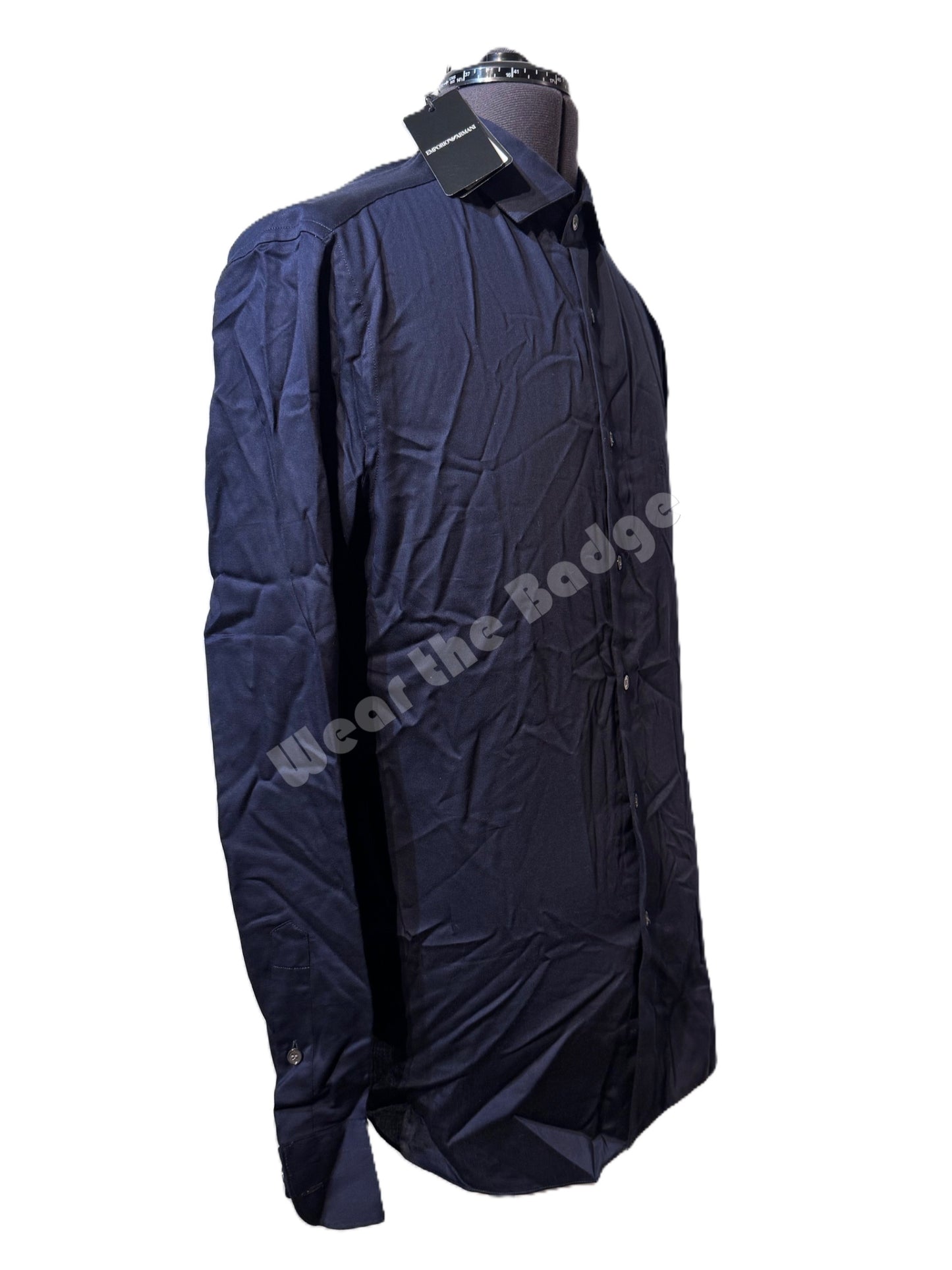 EMPORIO ARMANI NAVY BLUE CHEST LOGO L0NG SLEEVE SHIRT SIZE XL RRP £150 BNWT