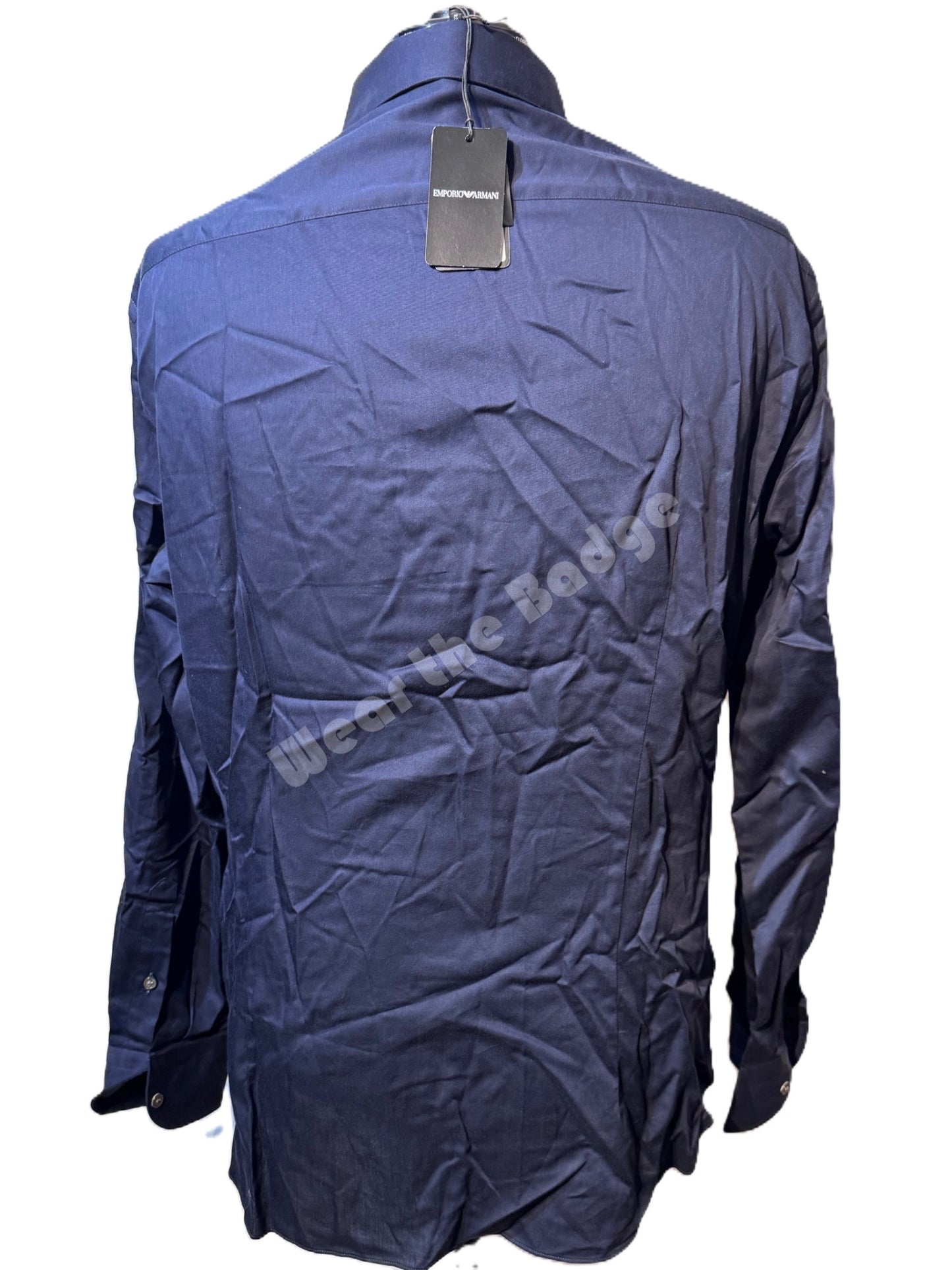 EMPORIO ARMANI NAVY BLUE CHEST LOGO L0NG SLEEVE SHIRT SIZE XL RRP £150 BNWT