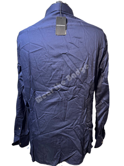 EMPORIO ARMANI NAVY BLUE CHEST LOGO L0NG SLEEVE SHIRT SIZE XL RRP £150 BNWT