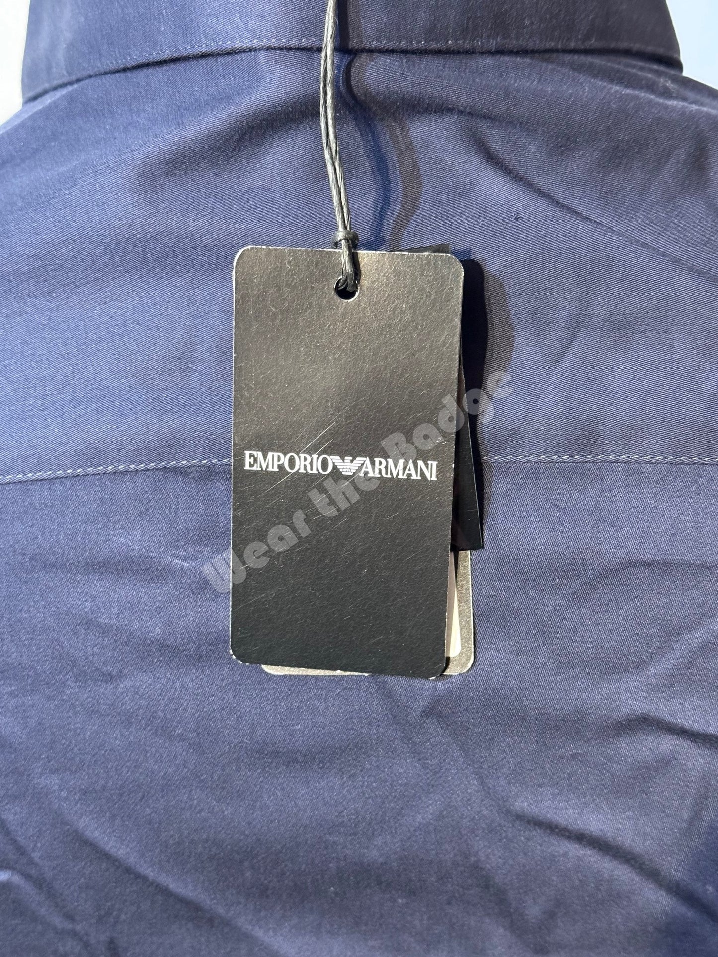 EMPORIO ARMANI NAVY BLUE CHEST LOGO L0NG SLEEVE SHIRT SIZE XL RRP £150 BNWT