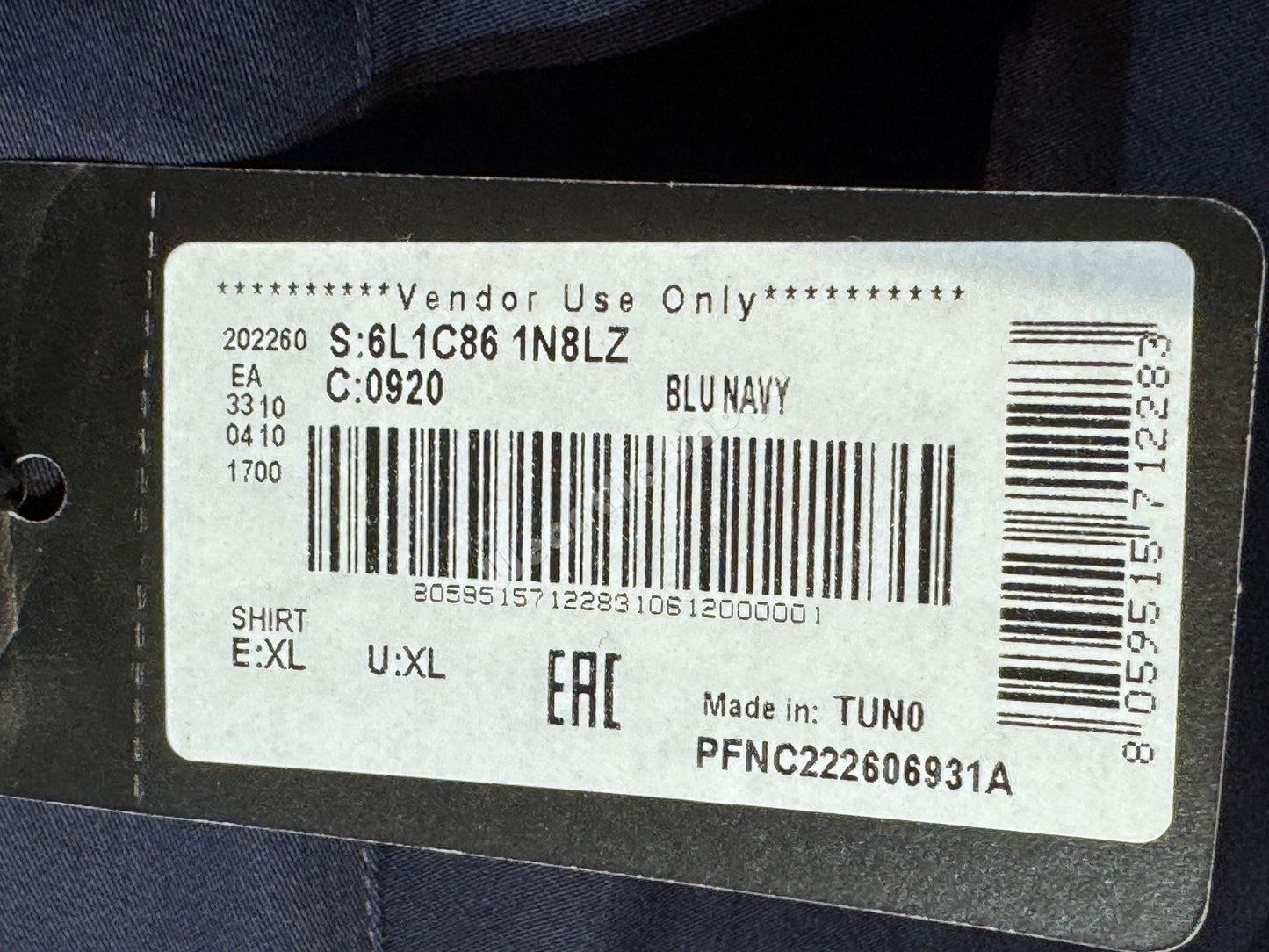 EMPORIO ARMANI NAVY BLUE CHEST LOGO L0NG SLEEVE SHIRT SIZE XL RRP £150 BNWT