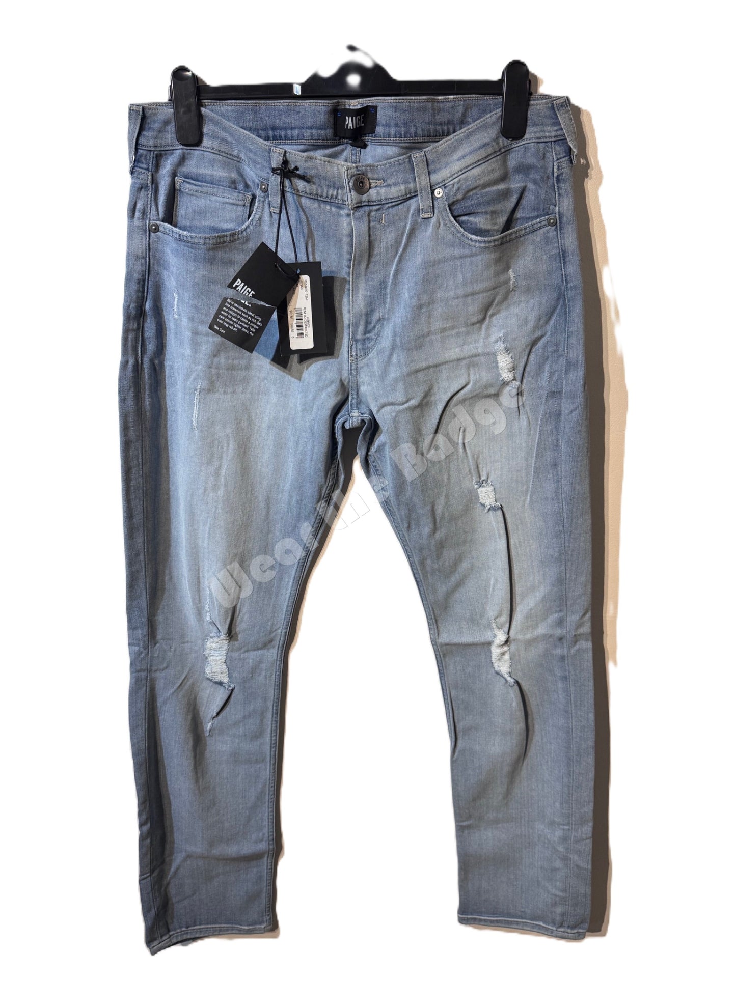 PAIGE LENNOX RENFRO DESTRUCTED SLIM FIT STRAIGHT LEG JEANS 36 REG RRP £235 BNWT