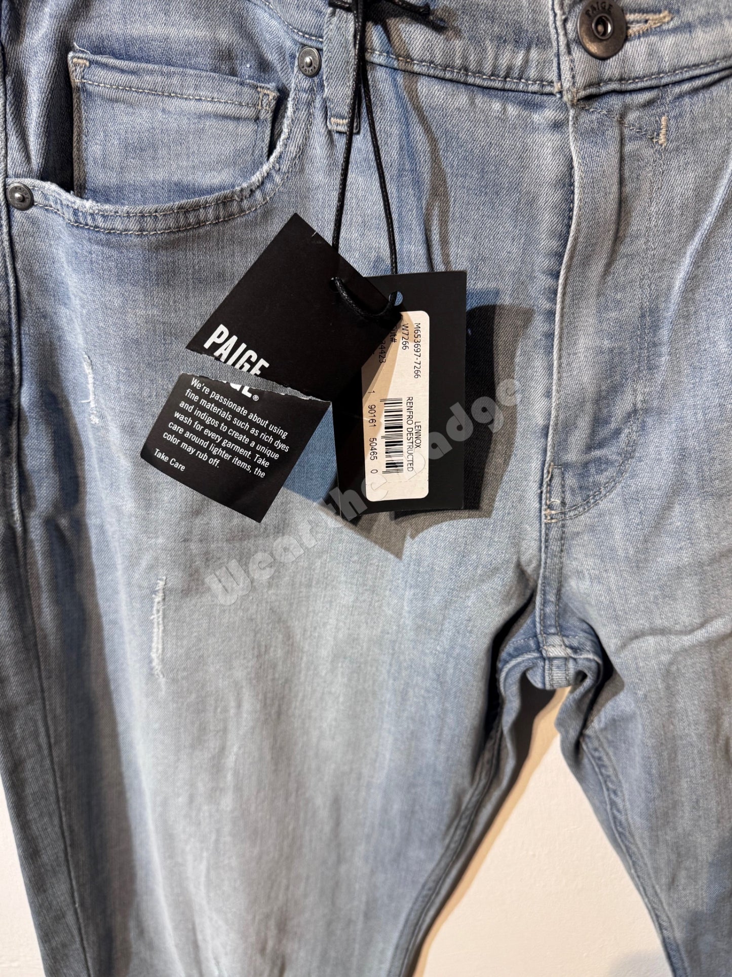 PAIGE LENNOX RENFRO DESTRUCTED SLIM FIT STRAIGHT LEG JEANS 36 REG RRP £235 BNWT