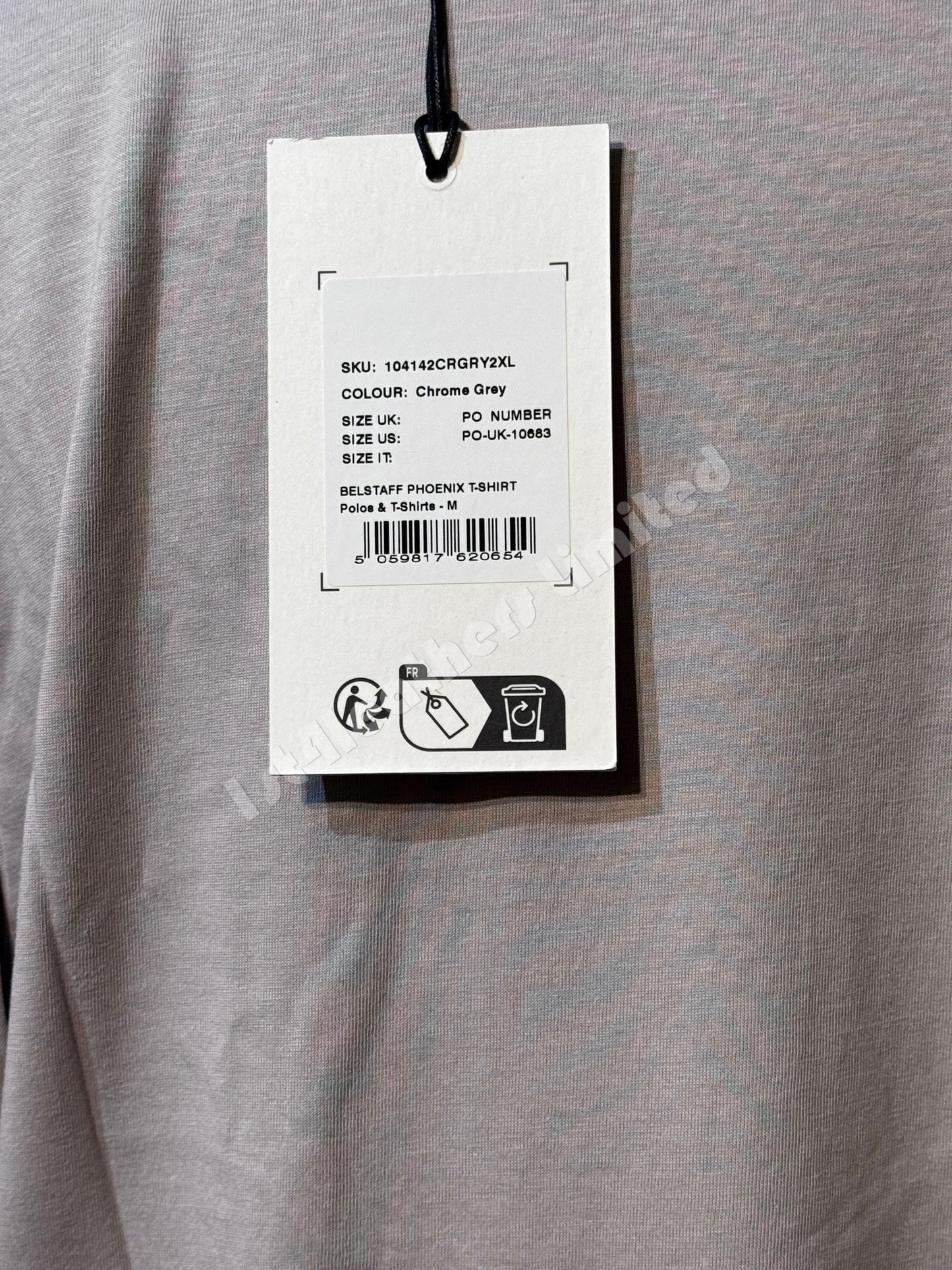 BELSTAFF PHOENIX LOGO COTTON T-SHIRT CHROME GREY RRP £60 BNWT