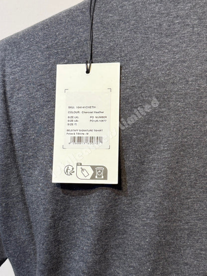 BELSTAFF SIGNATURE COTTON T-SHIRT CHARCOAL HEATHER GREY RRP £60 BNWT