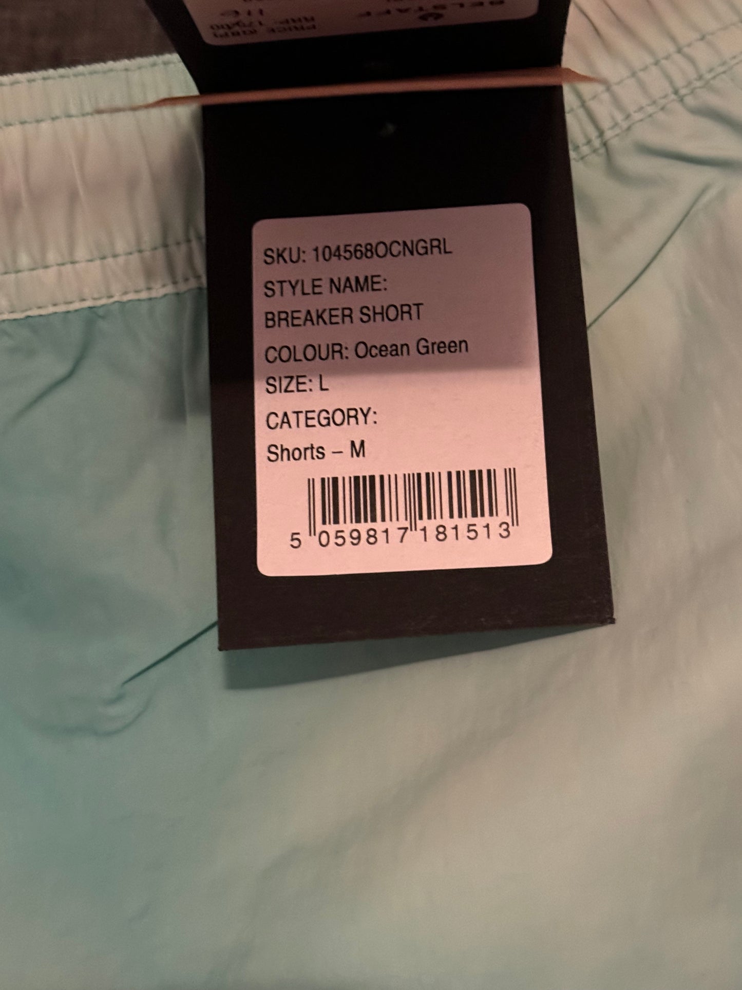 BELSTAFF BREAKER SHORTS IN OCEAN GREEN WAVE DYE MEDIUM RRP £175 BNWT