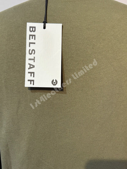 BELSTAFF BOX LOGO CREW NECK SWEATSHIRT TRUE OLIVE RRP £140 BNWT