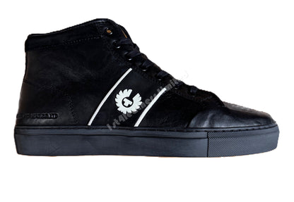 BELSTAFF PHOENIX HIGH TOP CALF LEATHER TRAINERS SNEAKERS BLACK RRP £275 NEW