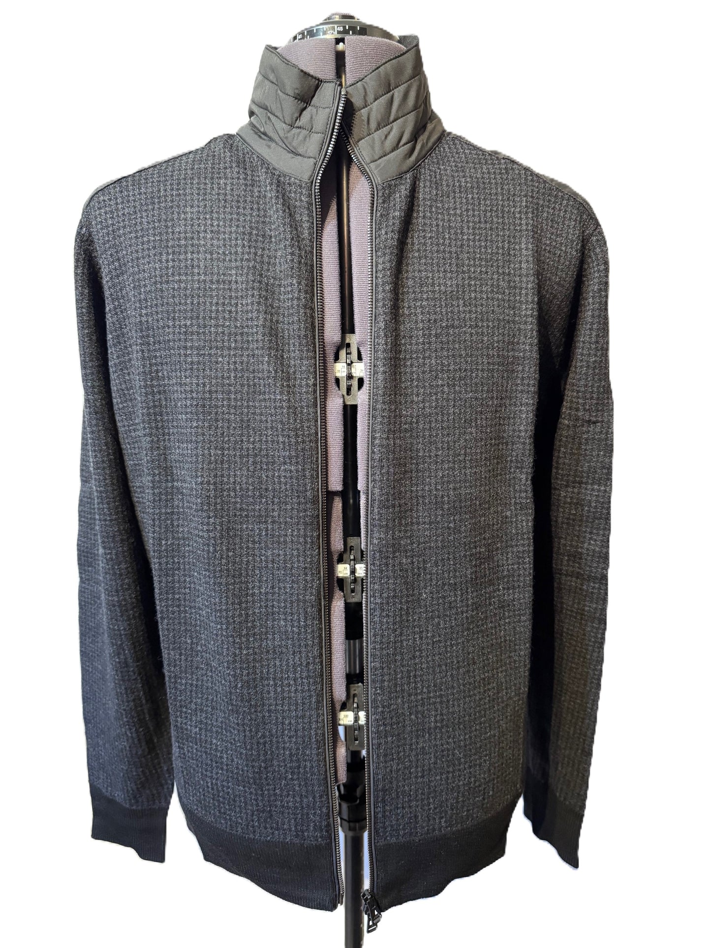 BELSTAFF KELBY WOOL ZIP CARDIGAN BLACK CHARCOAL HOUNDSTOOTH RRP £275 BNWT