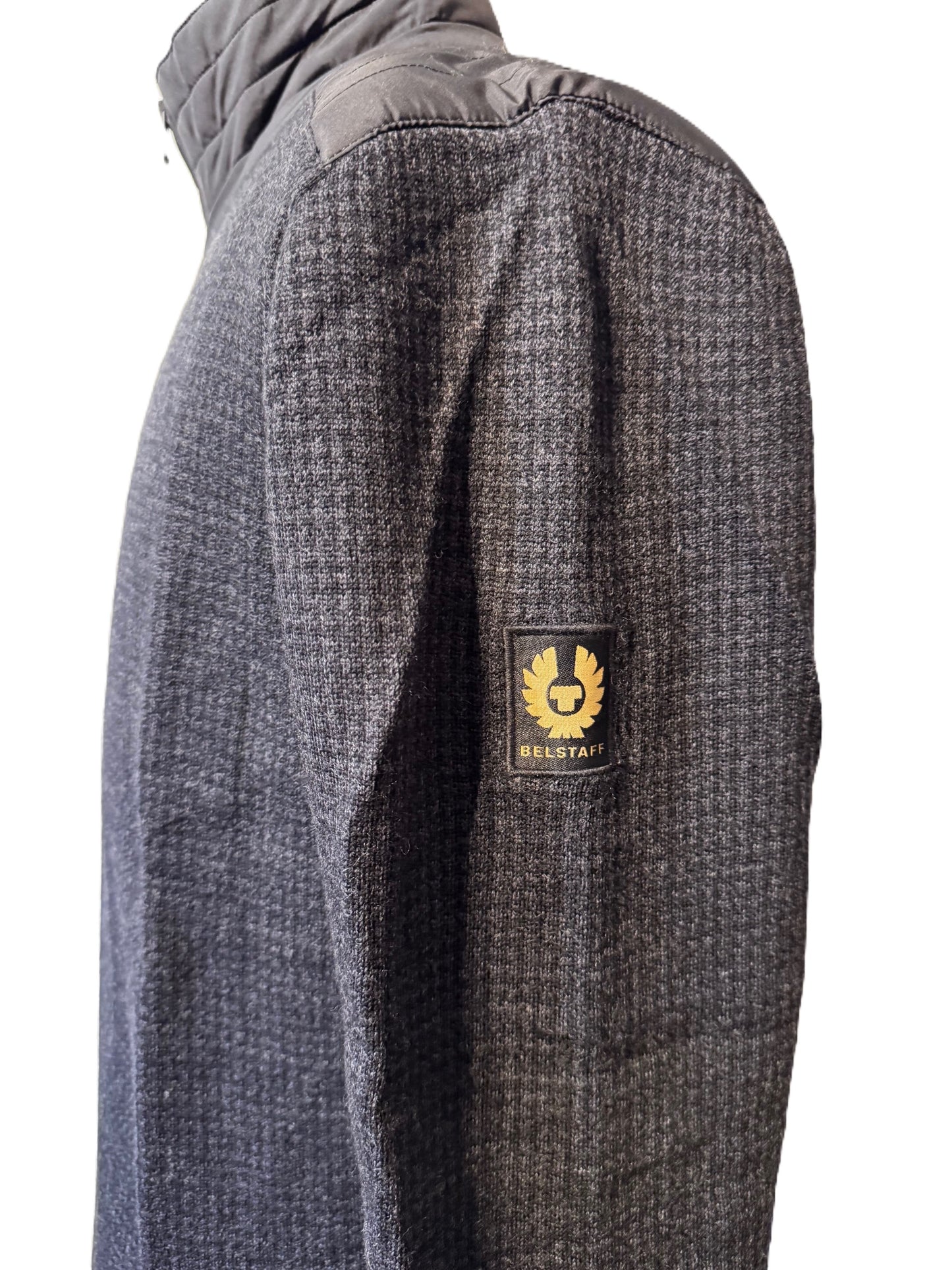 BELSTAFF KELBY WOOL ZIP CARDIGAN BLACK CHARCOAL HOUNDSTOOTH RRP £275 BNWT