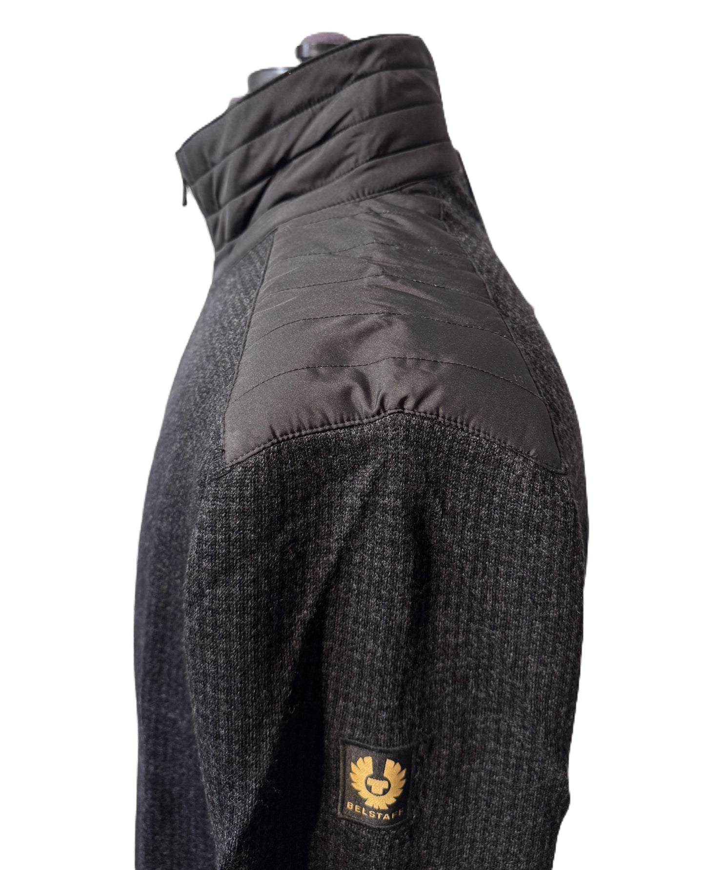 BELSTAFF KELBY WOOL ZIP CARDIGAN BLACK CHARCOAL HOUNDSTOOTH RRP £275 BNWT