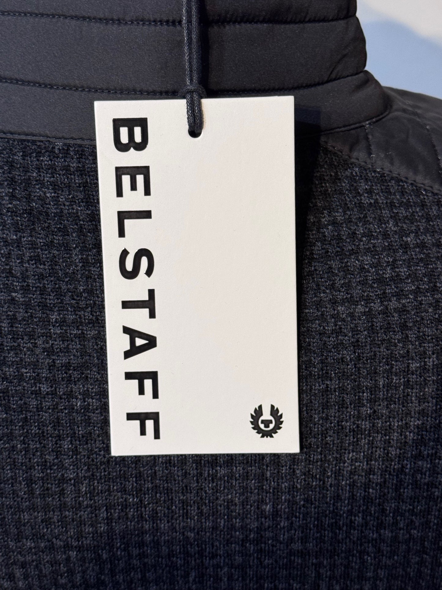 BELSTAFF KELBY WOOL ZIP CARDIGAN BLACK CHARCOAL HOUNDSTOOTH RRP £275 BNWT