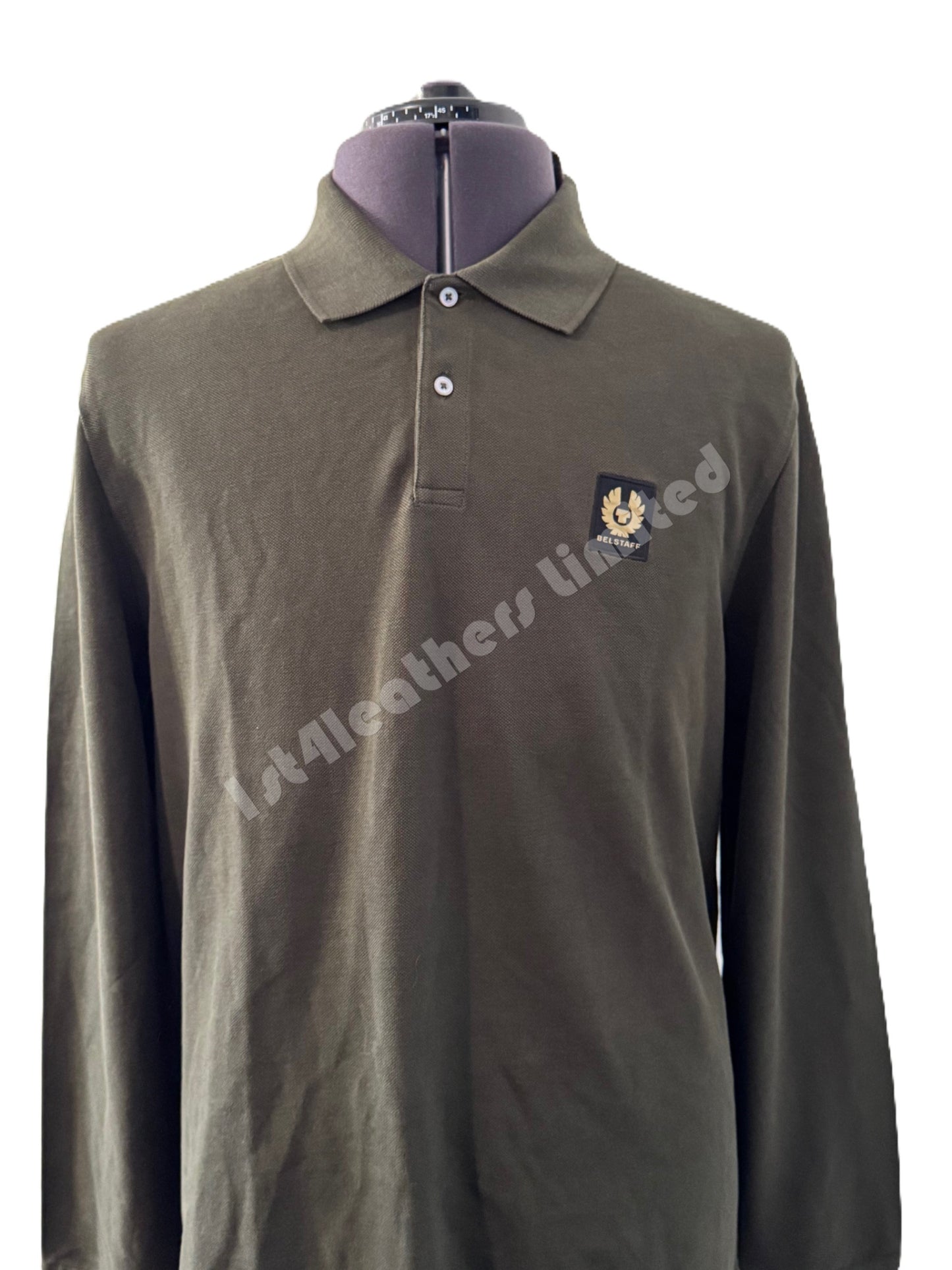 BELSTAFF PIQUE COTTON LONG SLEEVE POLO SHIRT TILE GREEN 3XL RRP £120 BNWT