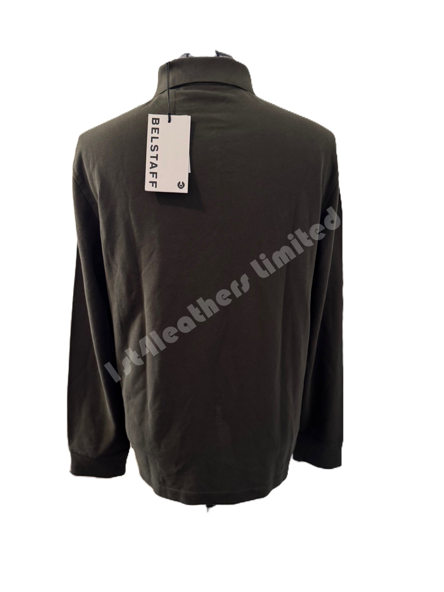 BELSTAFF PIQUE COTTON LONG SLEEVE POLO SHIRT TILE GREEN 3XL RRP £120 BNWT