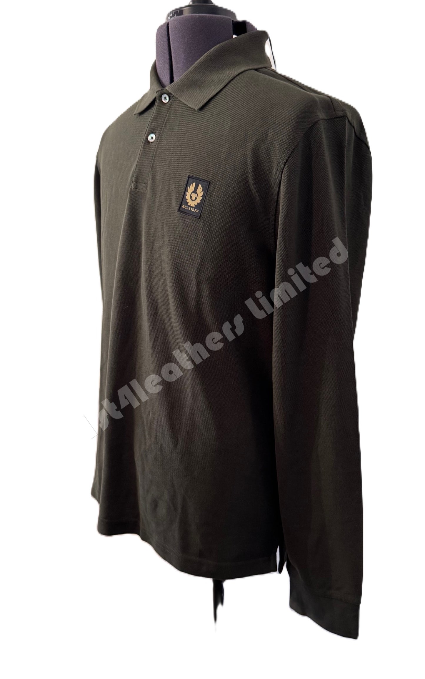 BELSTAFF PIQUE COTTON LONG SLEEVE POLO SHIRT TILE GREEN 3XL RRP £120 BNWT