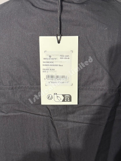BELSTAFF RUNNER COTTON TECH GABARDINE OVERSHIRT BLACK RRP £250 BNWT
