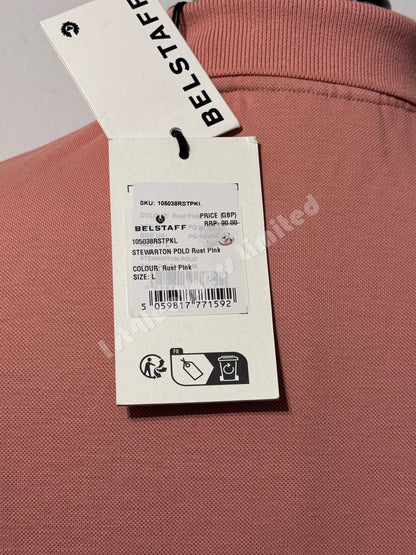 BELSTAFF STEWARTON PIQUE COTTON POLO SHIRT RUST PINK RRP £95 BNWT