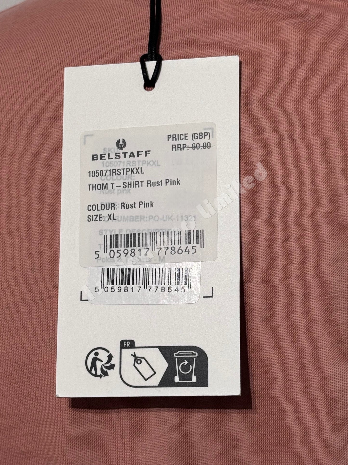 BELSTAFF THOM COTTON POCKET T-SHIRT RUST PINK RRP £60 BNWT