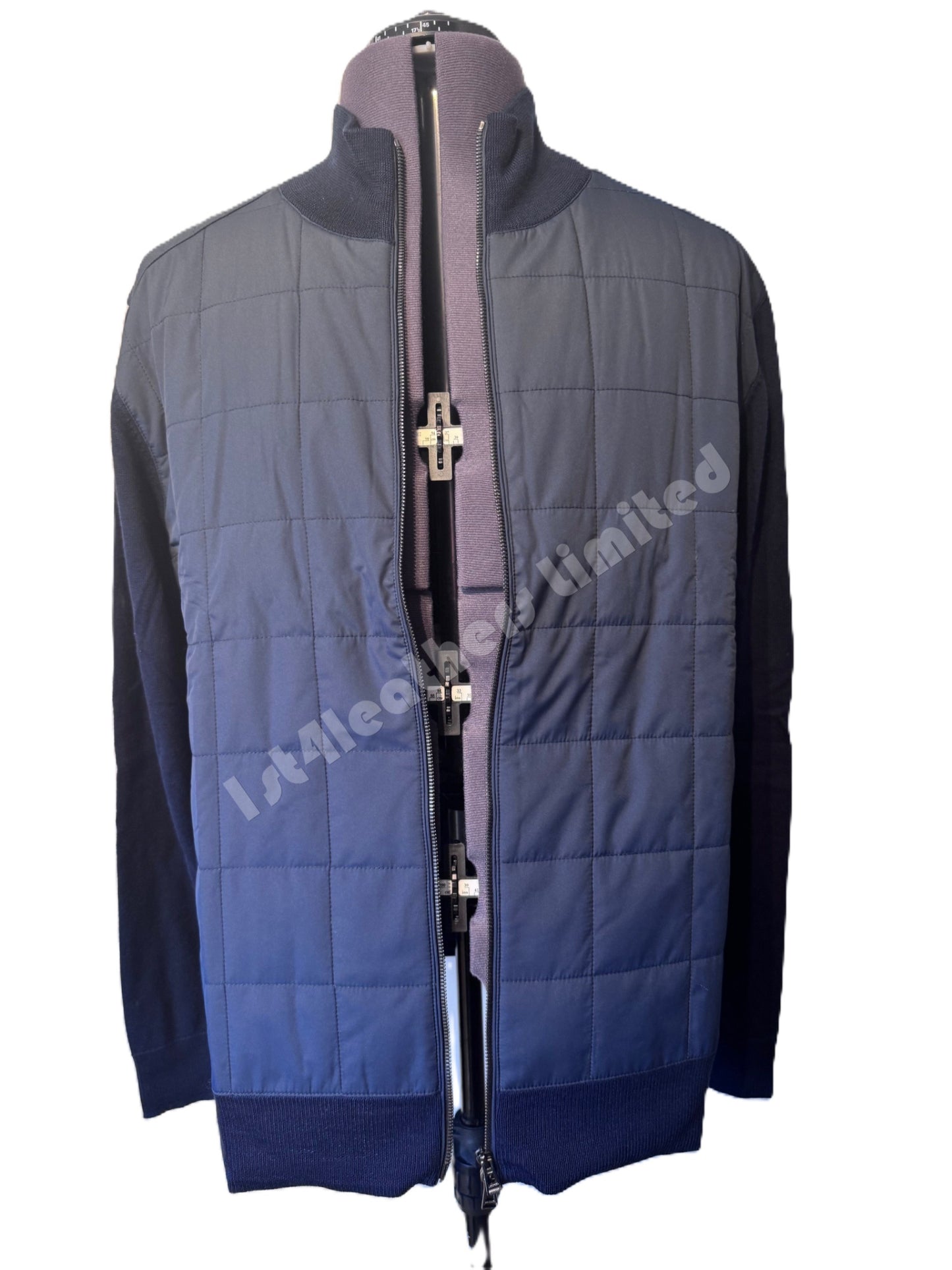 BELSTAFF KELBROOK MIXED MEDIA ZIPPED CARDIGAN JUMPER WASHED NAVY RRP £275
