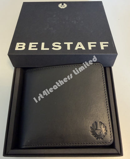 BELSTAFF HANCHURCH ITALIAN LEATHER BIFOLD WALLET BLACK RRP £85 NEW