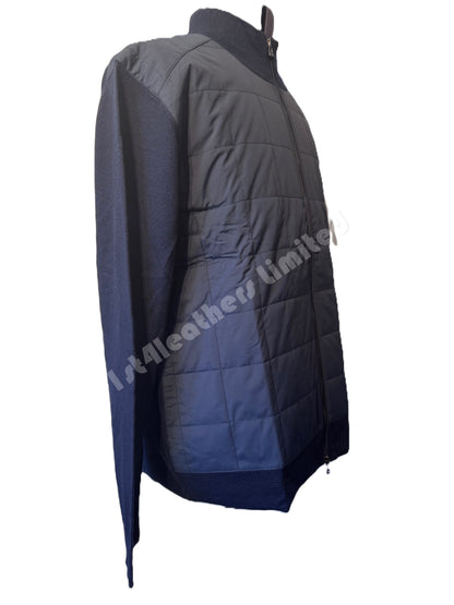BELSTAFF KELBROOK MIXED MEDIA ZIPPED CARDIGAN JUMPER WASHED NAVY RRP £275