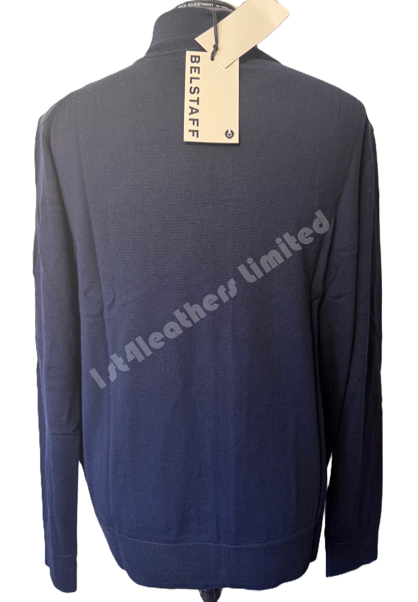 BELSTAFF KELBROOK MIXED MEDIA ZIPPED CARDIGAN JUMPER WASHED NAVY RRP £275