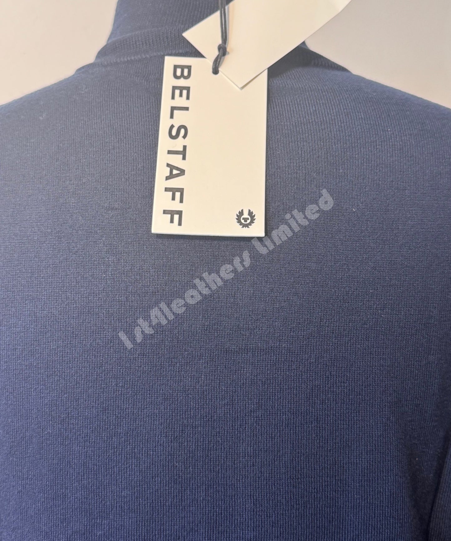 BELSTAFF KELBROOK MIXED MEDIA ZIPPED CARDIGAN JUMPER WASHED NAVY RRP £275