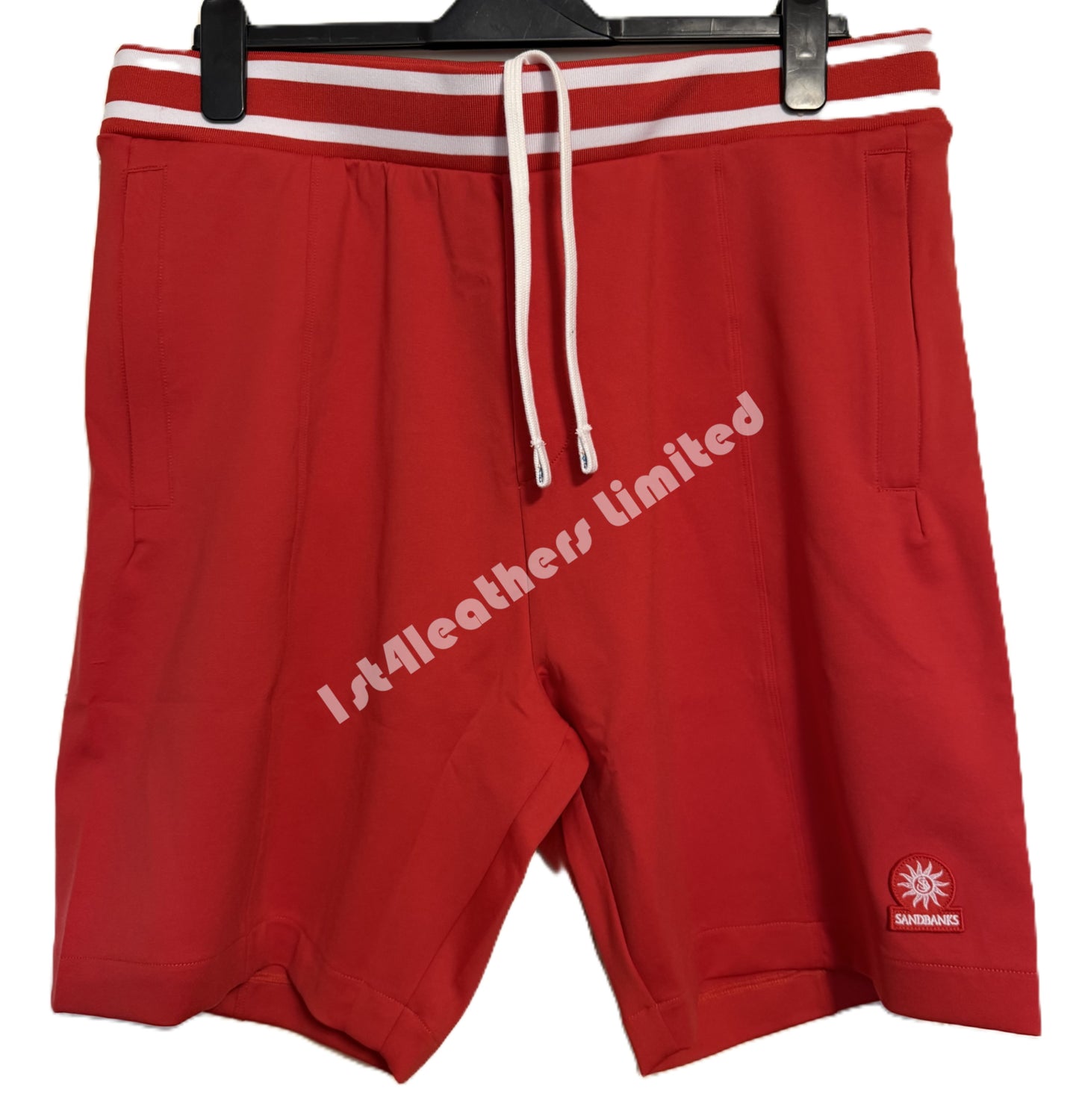 SANDBANKS CONTRAST STRIPE NYLON BLEND SHORTS RED RRP £125 BNWT