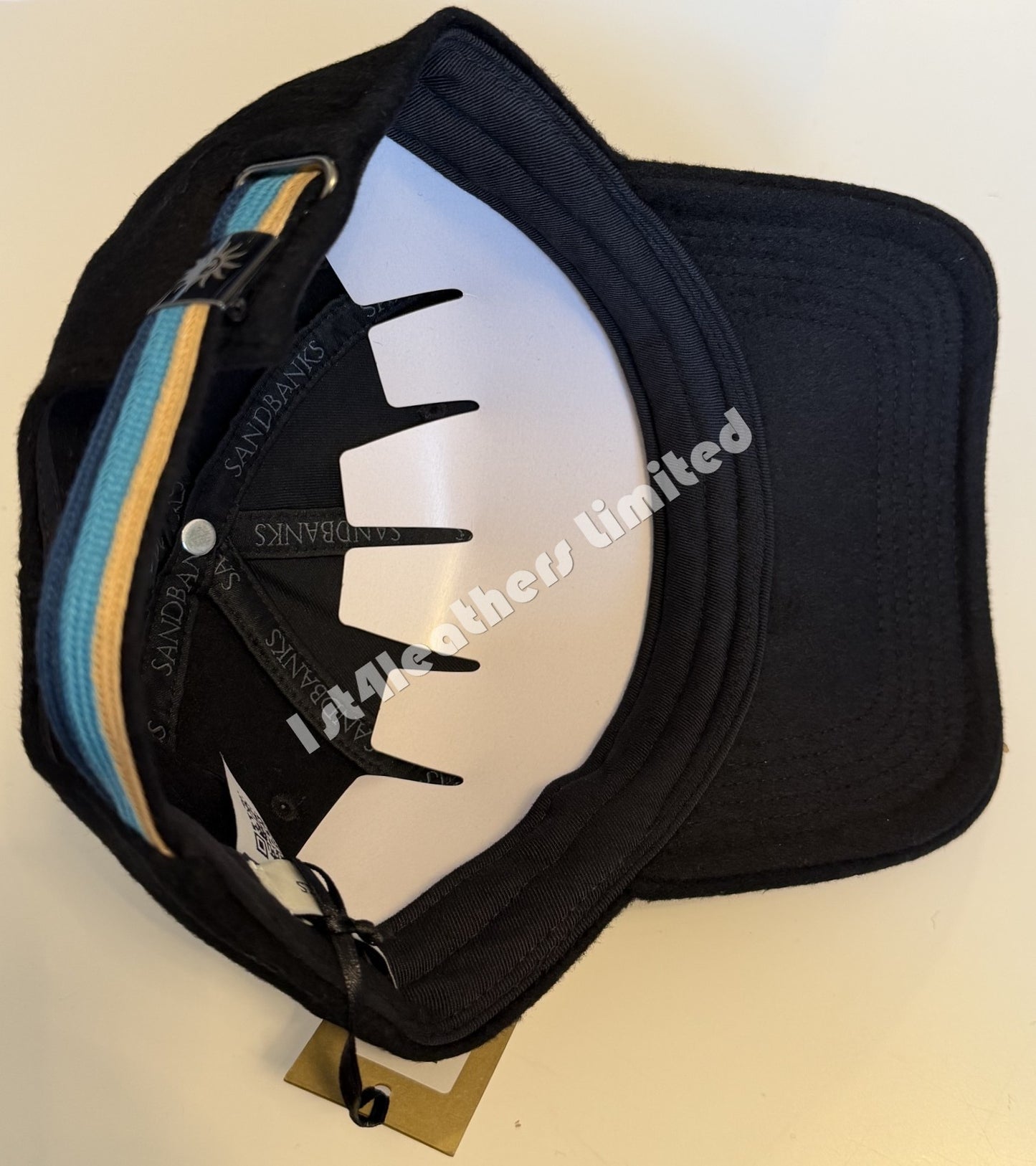 SANDBANKS WOOL CLASSIC 6 PANEL BASEBALL CAP BLACK ONE SIZE RRP £105 BNWT
