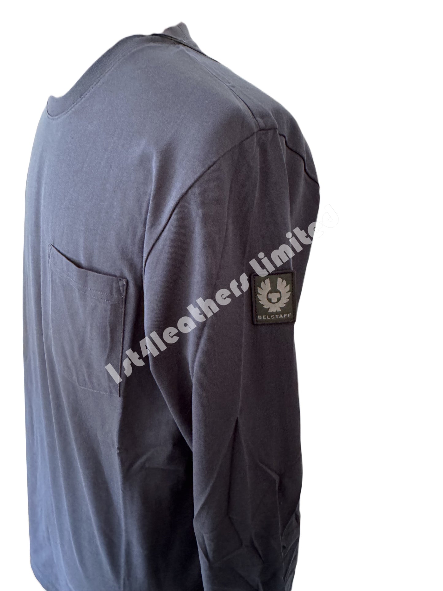 BELSTAFF THOM LONG SLEEVE COTTON POCKET T-SHIRT DEEP NAVY RRP £75 BNWT