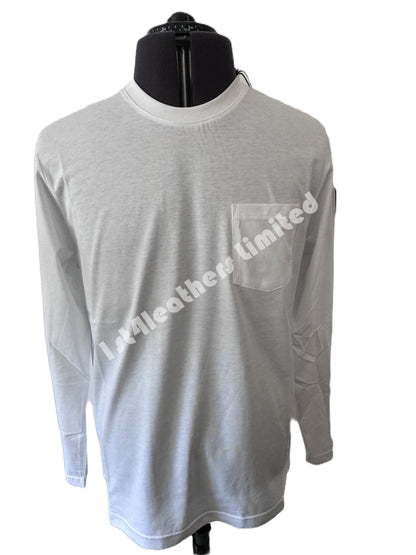 BELSTAFF THOM LONG SLEEVE COTTON POCKET T-SHIRT WHITE RRP £75 BNWT