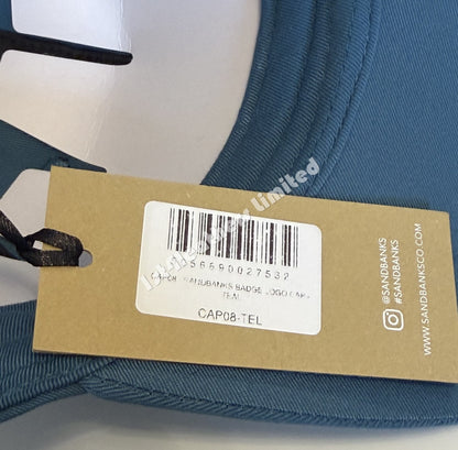 SANDBANKS CLASSIC 6 PANEL BASEBALL CAP TEAL BLUE ONE SIZE RRP £90 BNWT