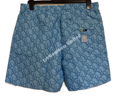SANDBANKS SB MONOGRAM SWIM SHORTS AQUA BLUE RRP £140 BNWT